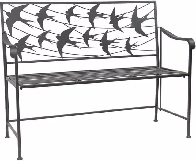 Ascalon Design Ltd Swallow Back Bench in Black, W115 x D43 x H82 cm