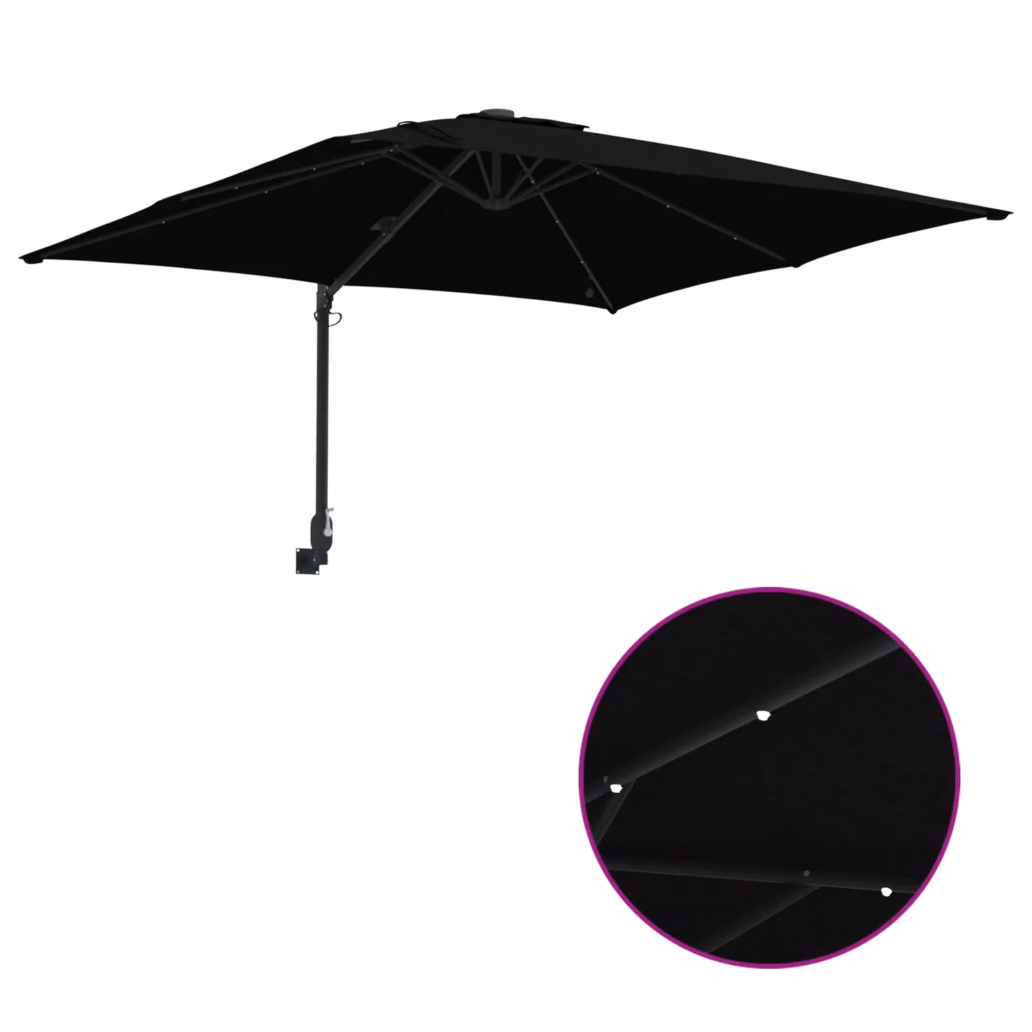 Berkfield Home Garden Parasol in Black with Polyester Fabric and Steel Frame, W/D/H: 248.5 x 247.5 x 119 cm – 6