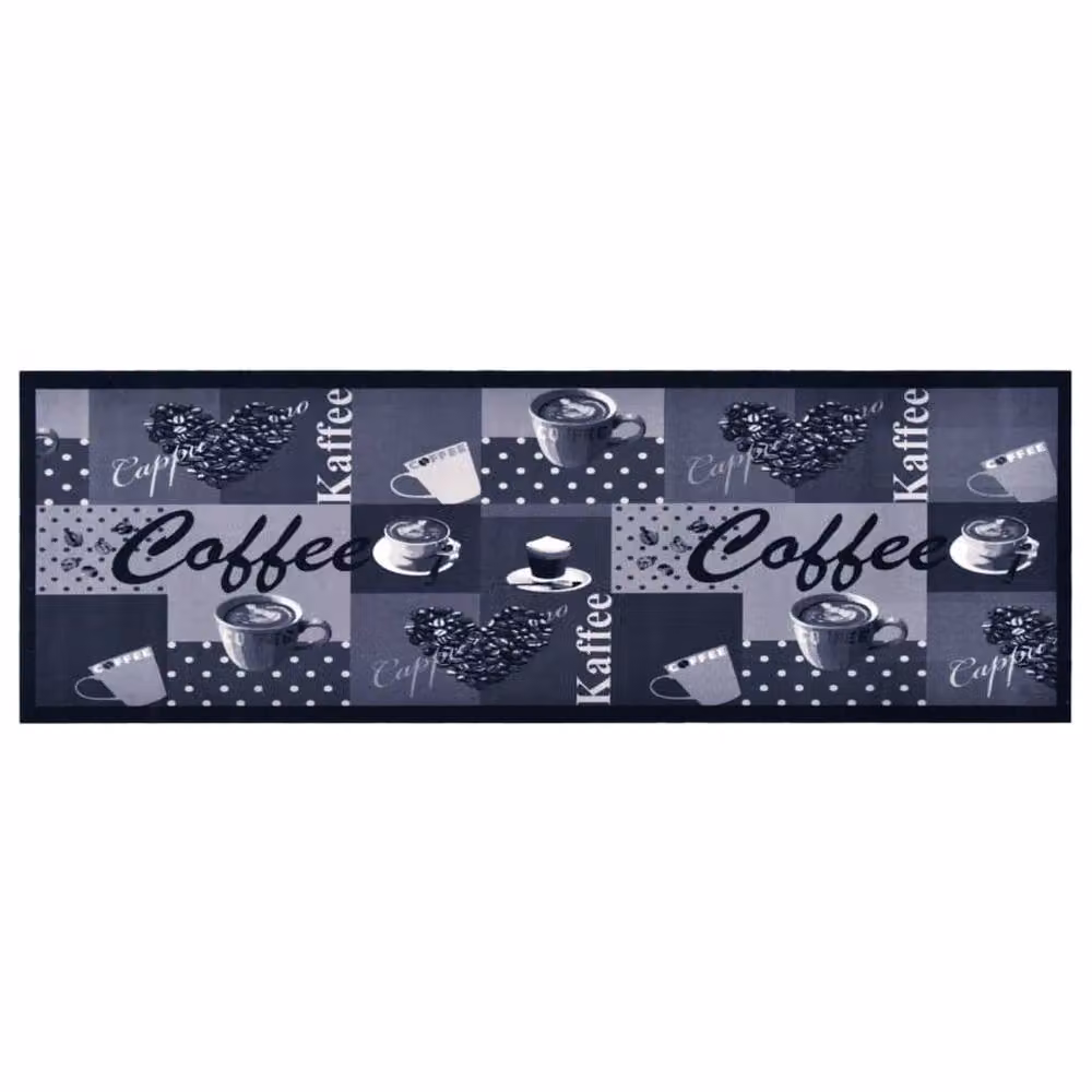 Berkfield Home Washable Non-Slip Kitchen Carpet in Blue and Multicolour, W: 60 cm x L: 180 cm – 2