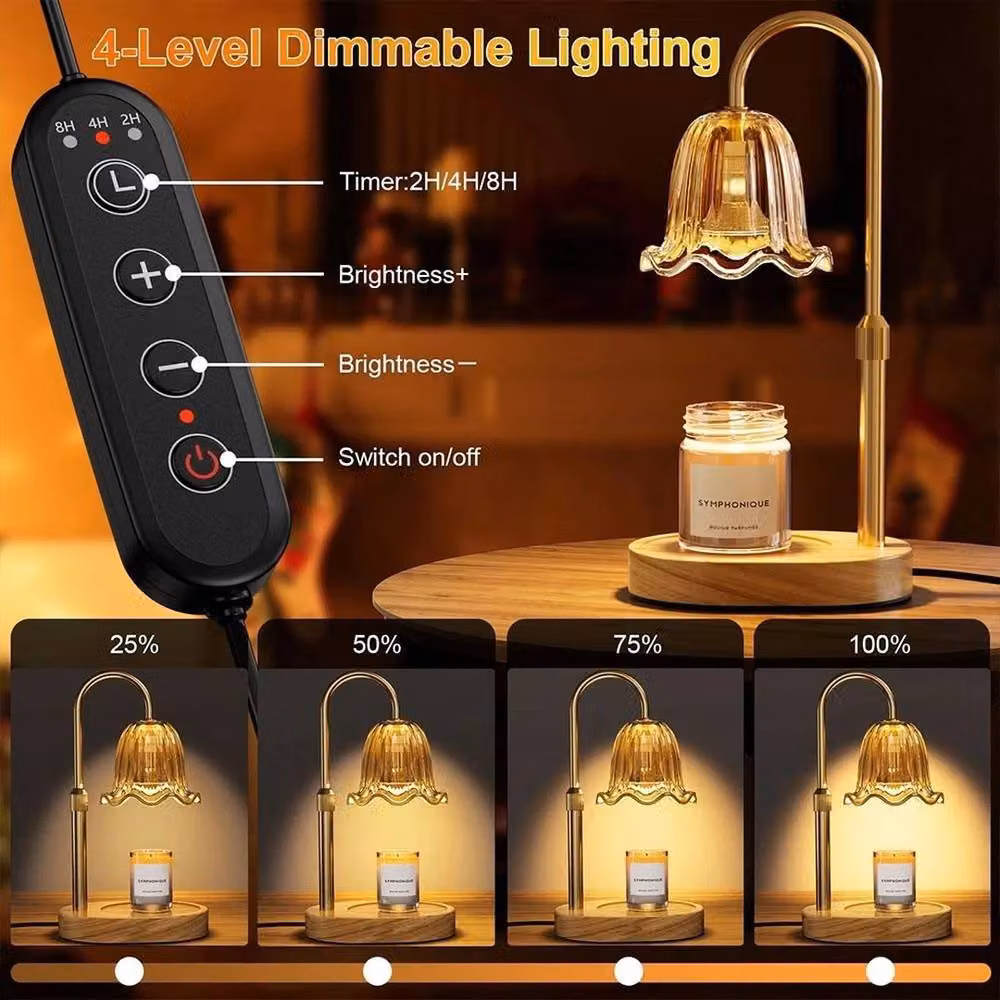 Kelvenix Dimmable Tabletop Candle Warmer Lamp with Timer in Gold/Brass – 5