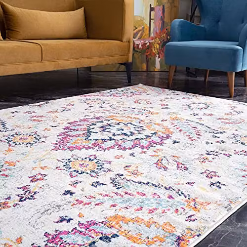 THE RUGS Multicoloured Oriental Boho Floral Area Rug, W: 80 cm, L: 150 cm – 4