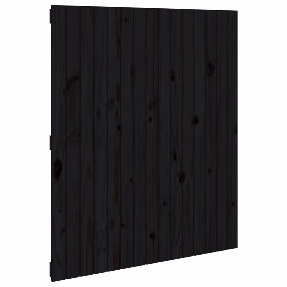 Berkfield Home Black Solid Wood Pine Wall Headboard, W: 95.5 cm, D: 3 cm, H: 110 cm – 2