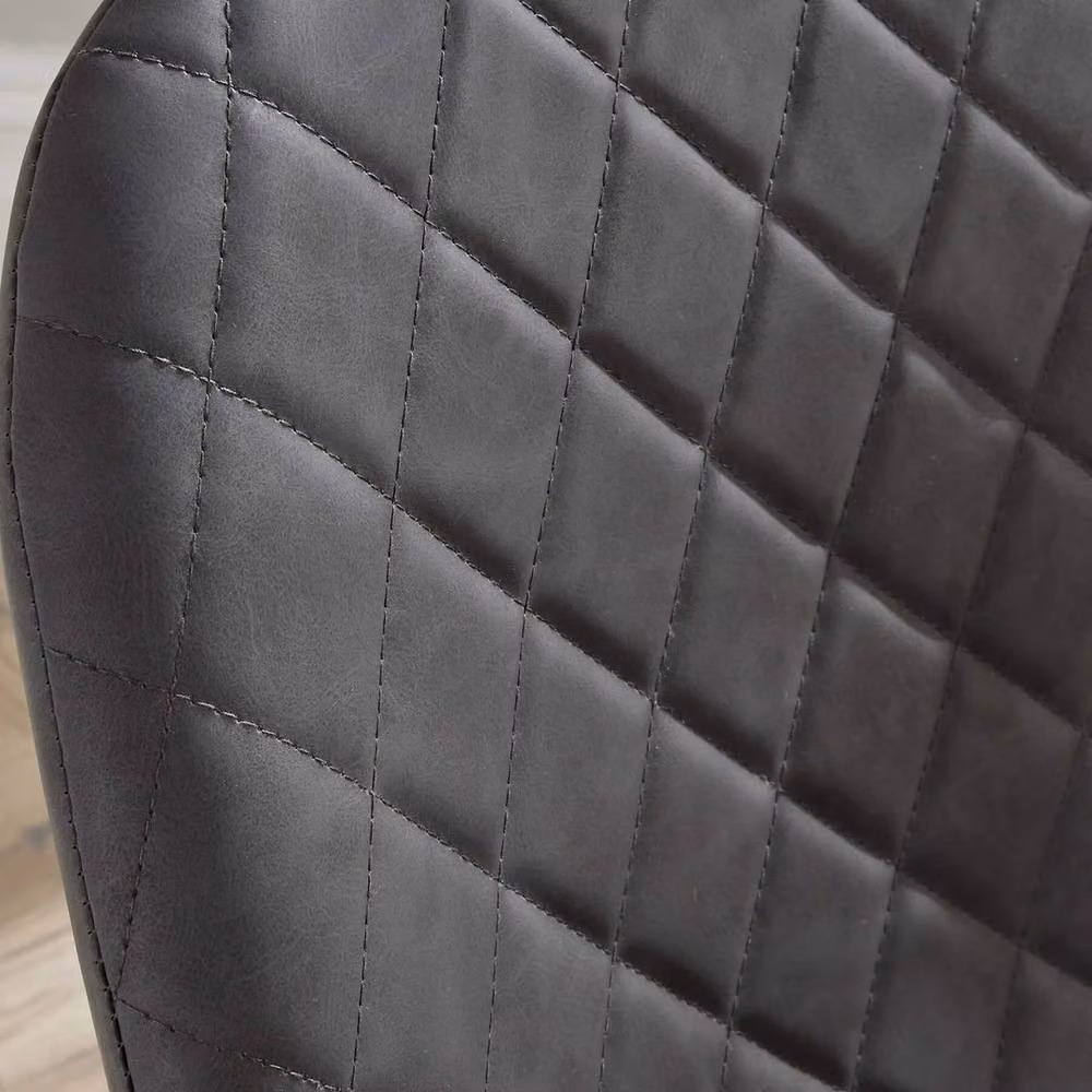 FORGEVIO Set of 2 Grey Diamond Fabric Kitchen Dining Chairs with Black Metal Legs – 5