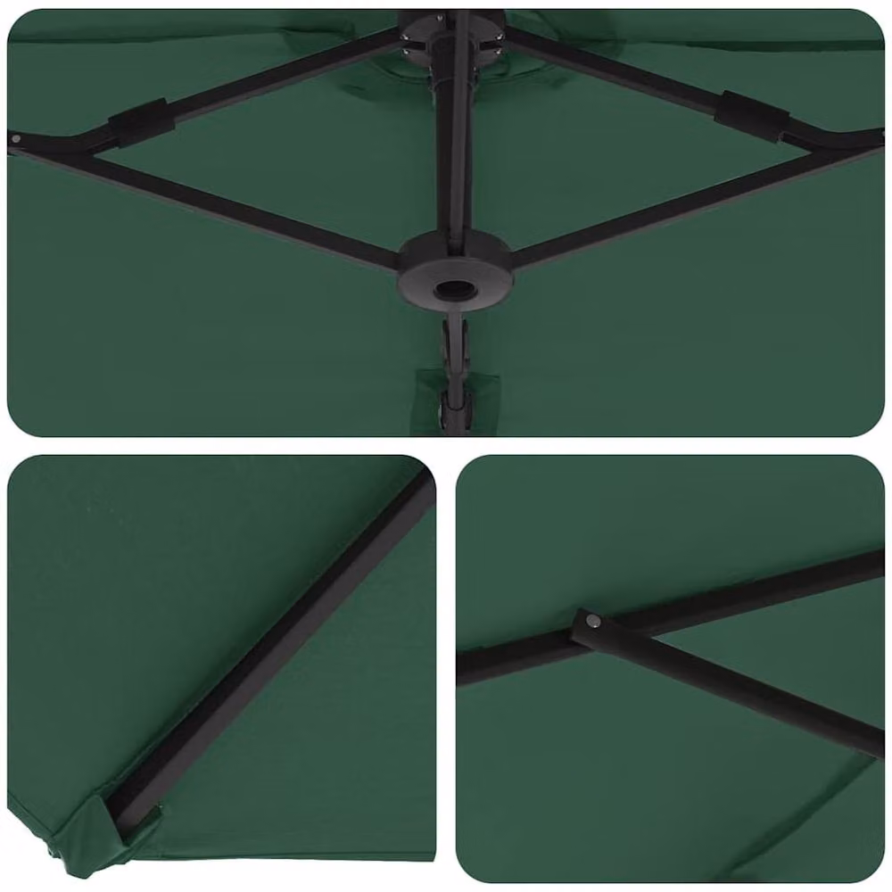 Berkfield Home Garden Cantilever Parasol with Lock, Green, W: 372 cm, D: 198 cm, H: 253 cm – 4