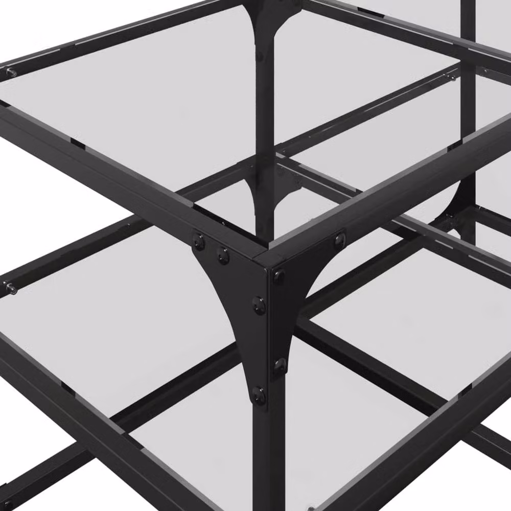 Berkfield Home Industrial Coffee Table with Transparent Glass Top and Black Steel Frame, W: 78.5 cm, D: 40 cm, H: 45 cm – 5
