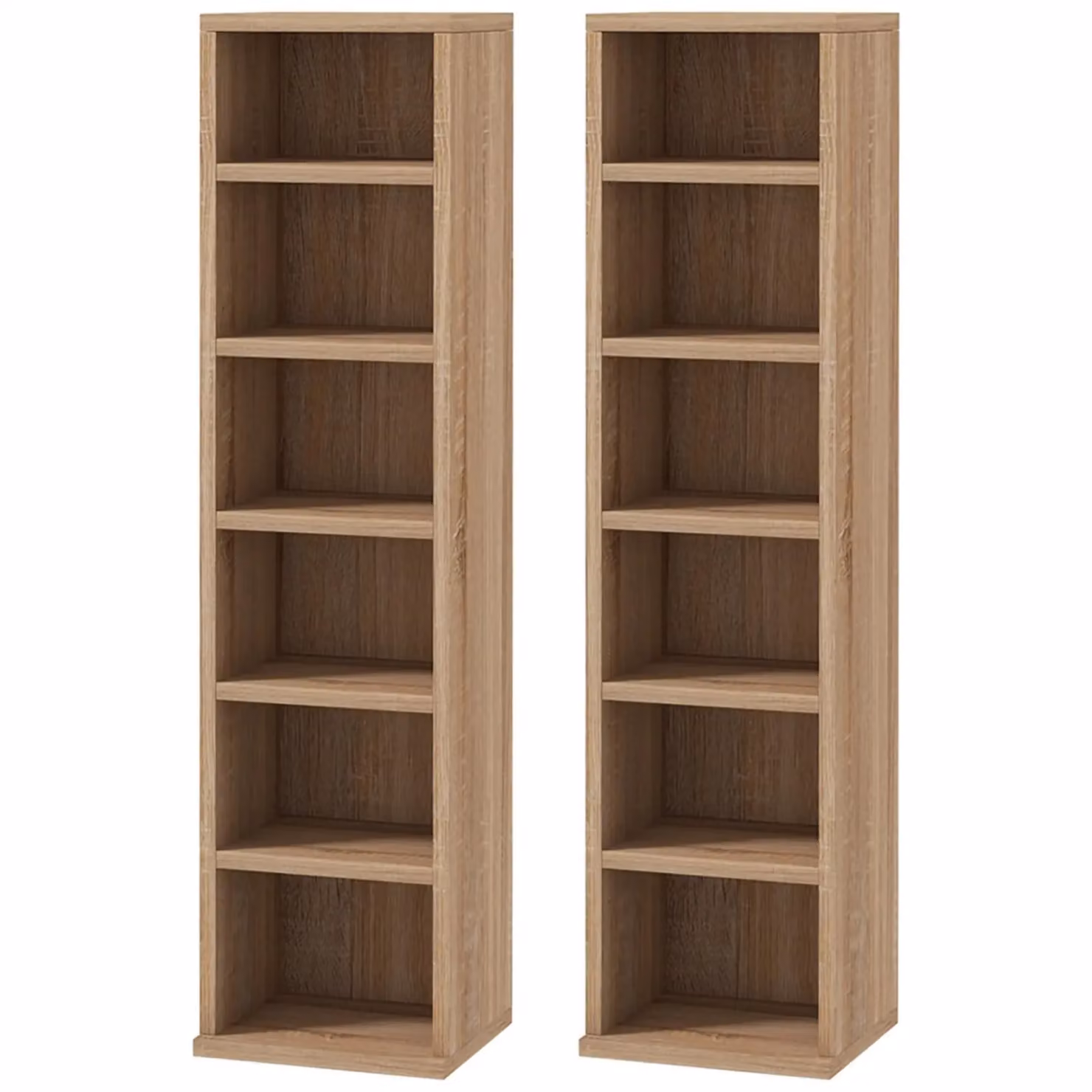 Rafaelo Mobilia 2-Piece 6-Tier Brown Storage Unit with Adjustable Shelves and Media Compartments – 2