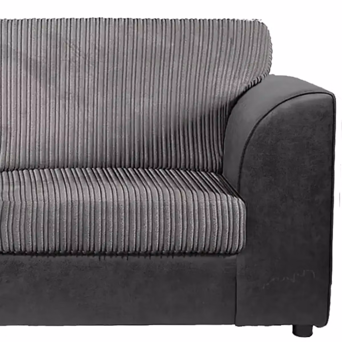 Furnishings For Less UK Luxor Grey Jumbo Cord Fabric 3 + 2 Sofa Suite with Fullback Design – 3