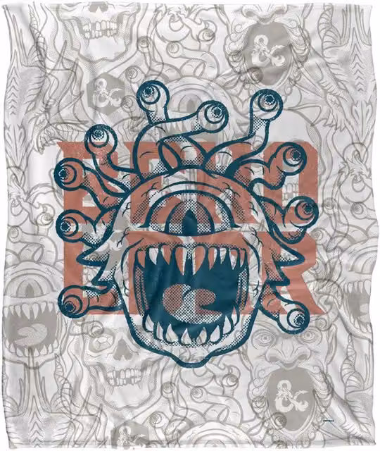 Hasbro Dungeons & Dragons Retro Beholder Blanket, White and Multicolour, W: 152 cm, D: 127 cm – 1