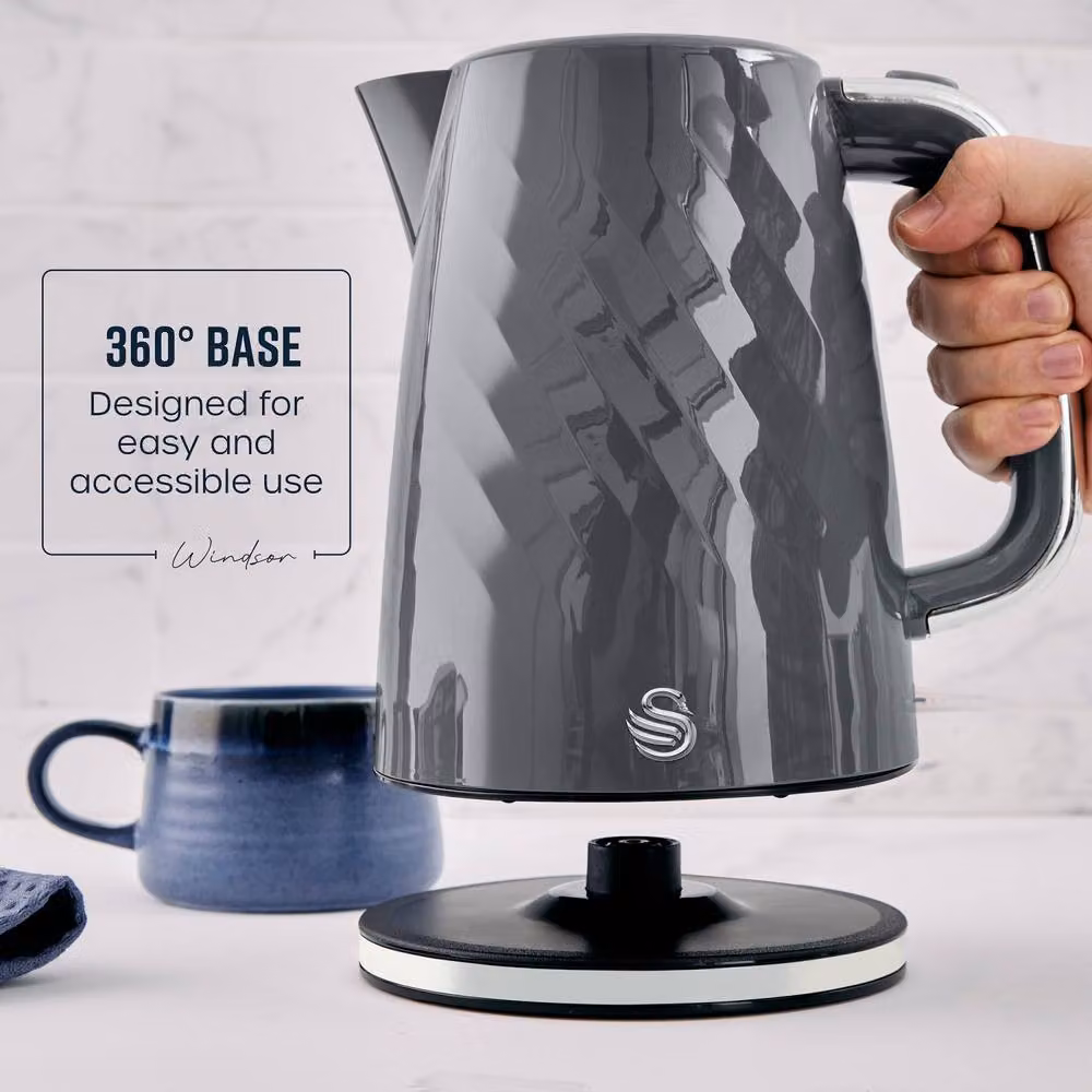 Swan Windsor Rapid Boil Kettle with Removable Limescale Filter, 1.7L, 3KW, Grey – 5