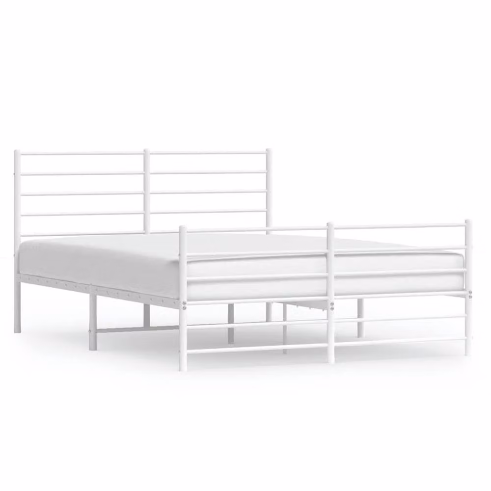 Berkfield Home Metal Bed Frame with Headboard and Footboard in White, W/D/H: 140 x 200 cm – 2