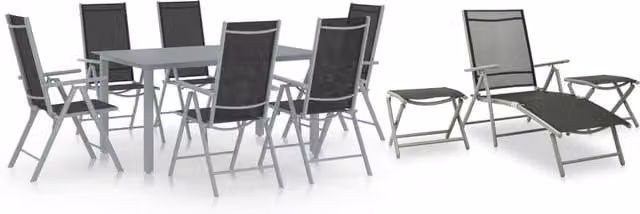 Berkfield Home 10 Piece Modern Garden Dining Set in Black and Silver