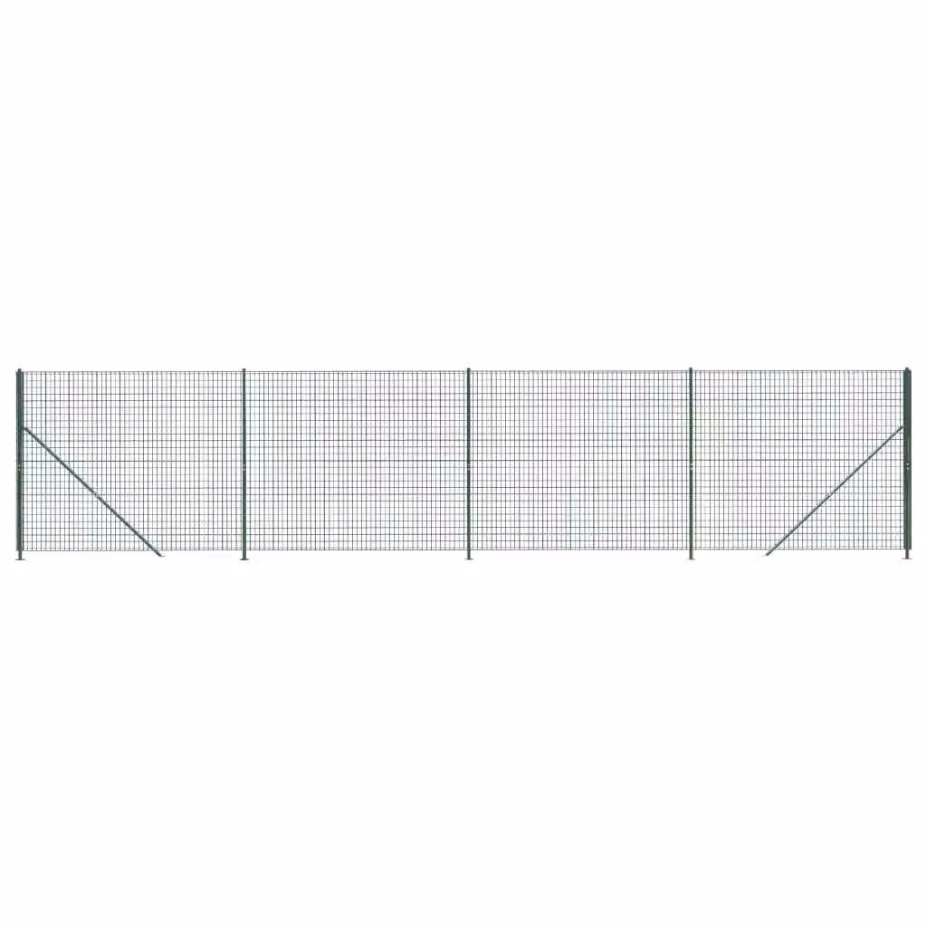 Berkfield Home Green PVC Coated Steel Wire Mesh Fence with Flange, H: 140 cm, W: 10 m – 2