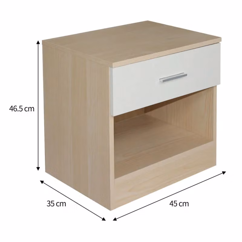 Comfy Living Ltd Modern High Gloss One Drawer Bedside Table in Oak – 2
