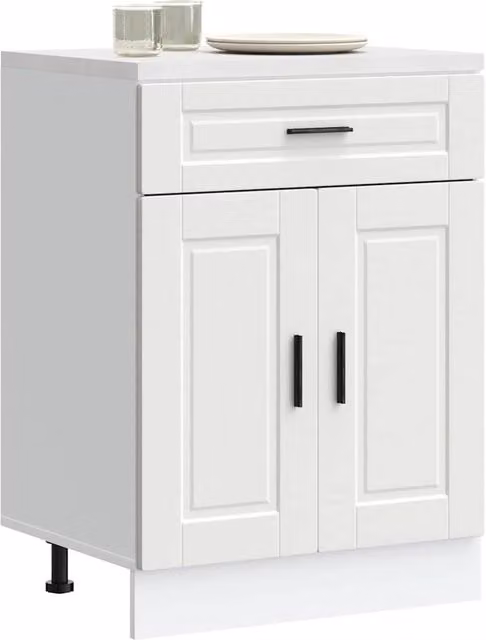 Berkfield Home Porto White Kitchen Base Cabinet in Matt Engineered Wood