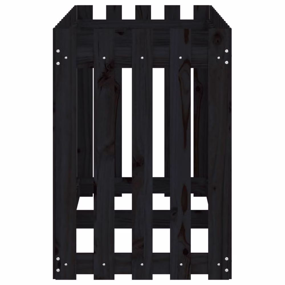Berkfield Home Garden Raised Bed with Fence Design in Black Solid Wood, W: 150 cm, D: 50 cm, H: 70 cm – 4