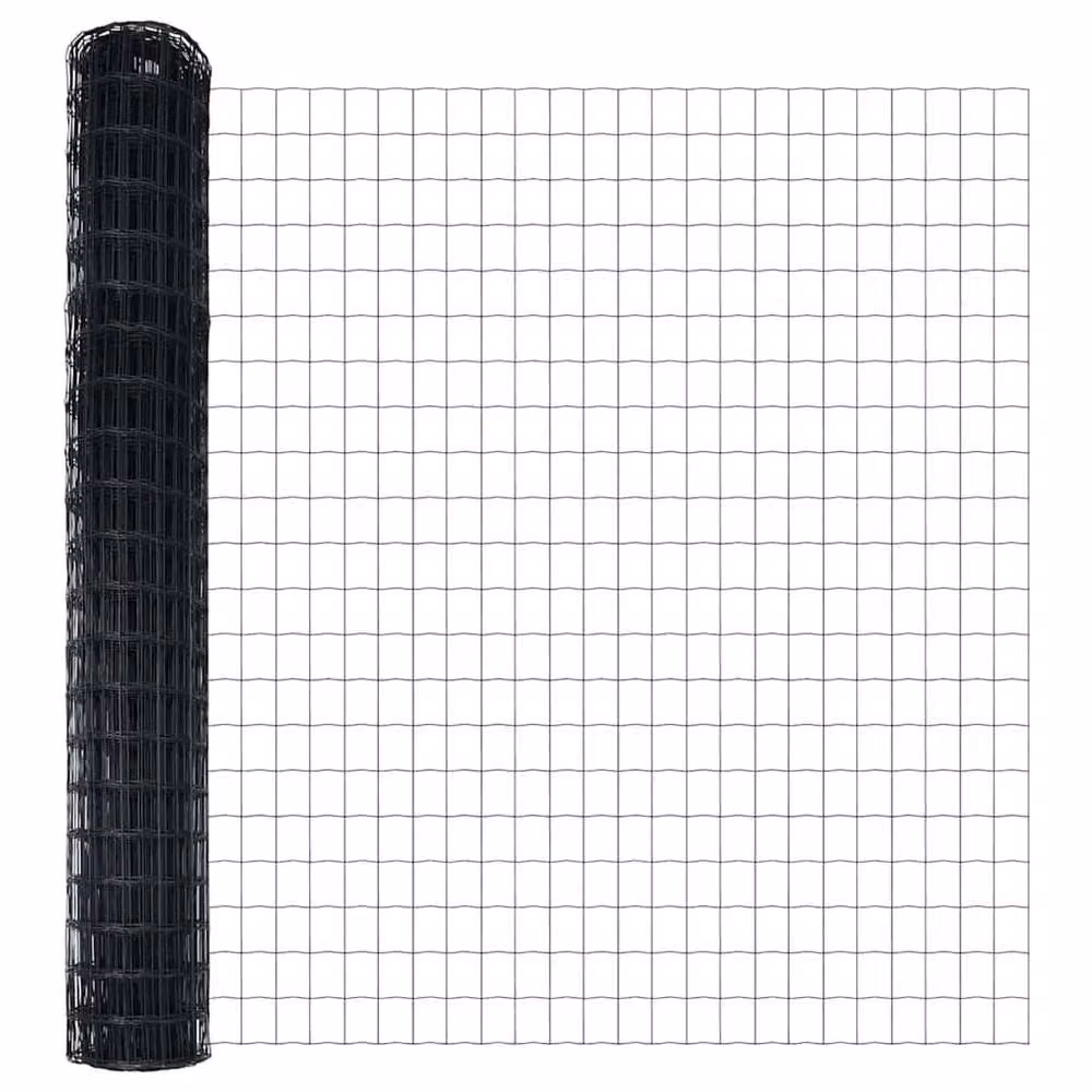 Berkfield Home Euro Fence Grey PVC-Coated Steel Fencing, W: 16 m, D: 10 m – 2