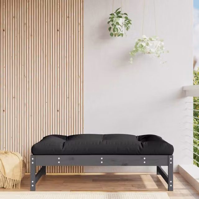 Berkfield Home Rustic Grey Garden Footstool in Solid Pine, W: 80 cm, D: 80 cm