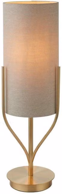 Netlighting Fraser Base and Shade Table Lamp in Satin Brass and Natural Linen Mix Fabric Gold/Beige – 1