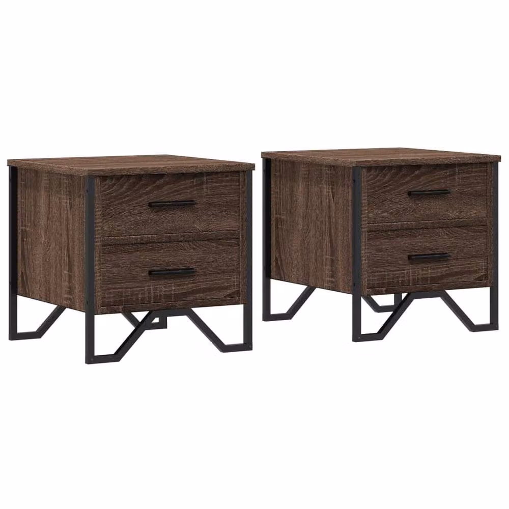 Berkfield Home Modern Bedside Cabinets, 2 Piece Set in Brown Oak, W/D/H: 40 x 41 x 40 cm – 2