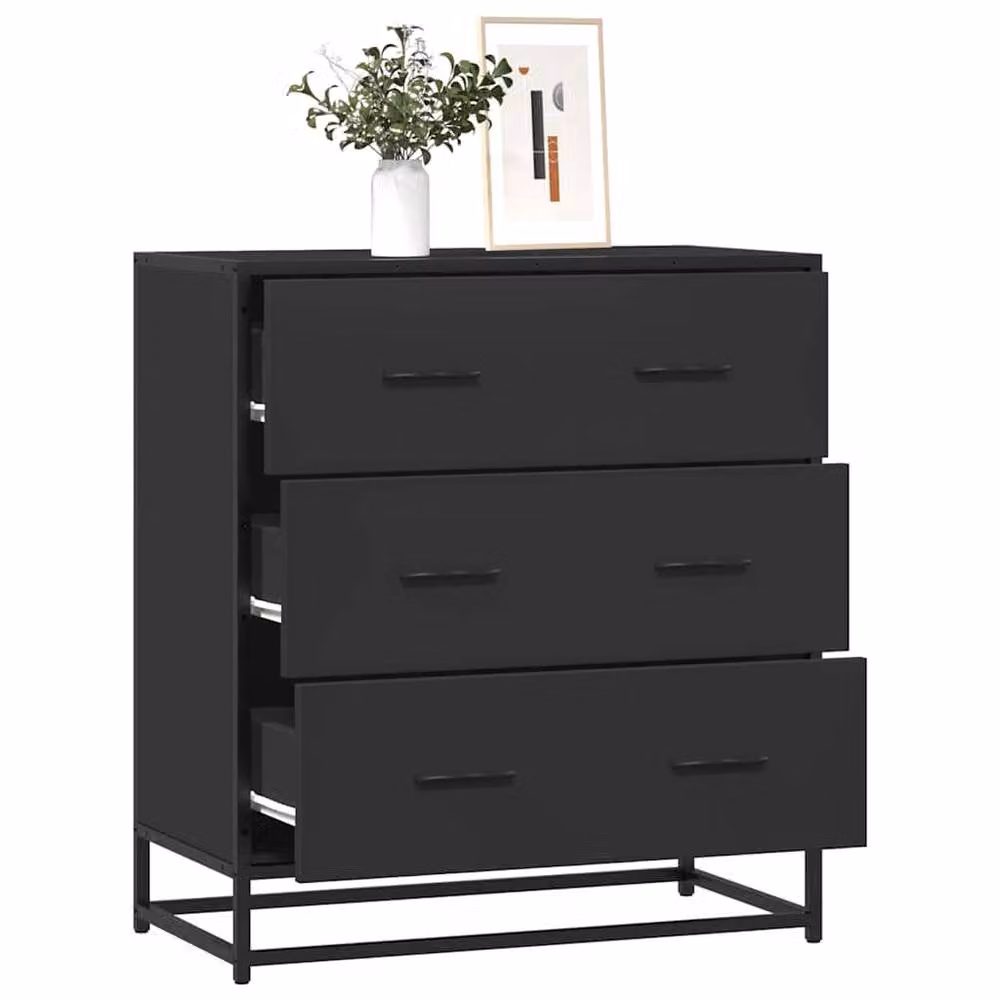 Berkfield Home Black Sideboard in Engineered Wood and Metal, W/D/H: 68 x 35 x 76 cm – 2