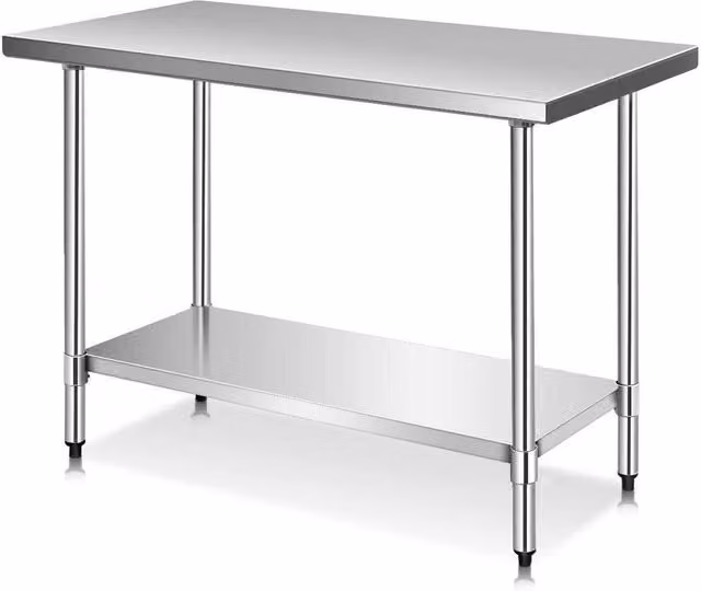 NESTLUNE Stainless Steel Rolling Kitchen Prep Table in Silver – 1