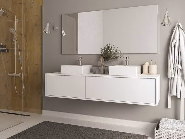 Vente-unique ISAURE II Double Washbasin Vanity Unit in White, W: 150 cm