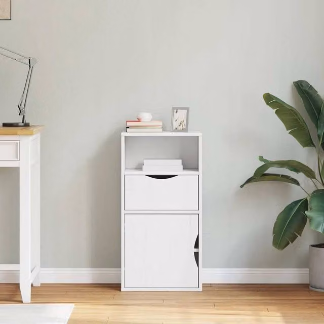 Berkfield Home ODDA Side Cabinet with Drawer in White Solid Wood Pine, W/D/H: 40 x 24 x 79 cm – 1