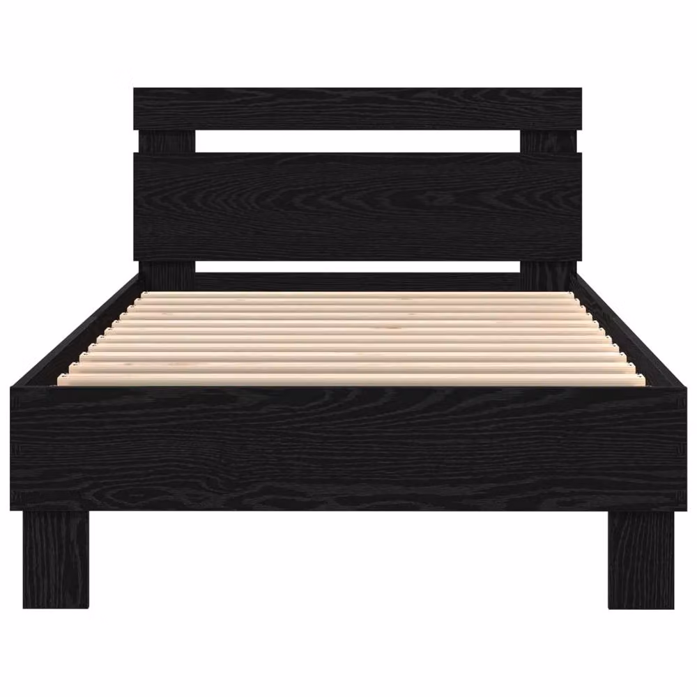 Berkfield Home Modern Black Oak Bed Frame with LED Under-Bed Lighting and USB Charging Port, W: 80 cm, L: 200 cm – 3