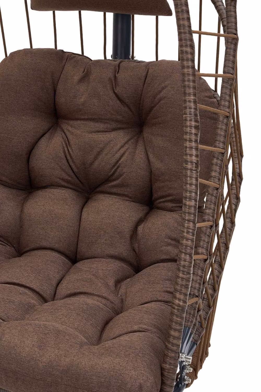 Garden Sanctuary Brown Hanging Egg Chair with Cushion and Headrest – 5