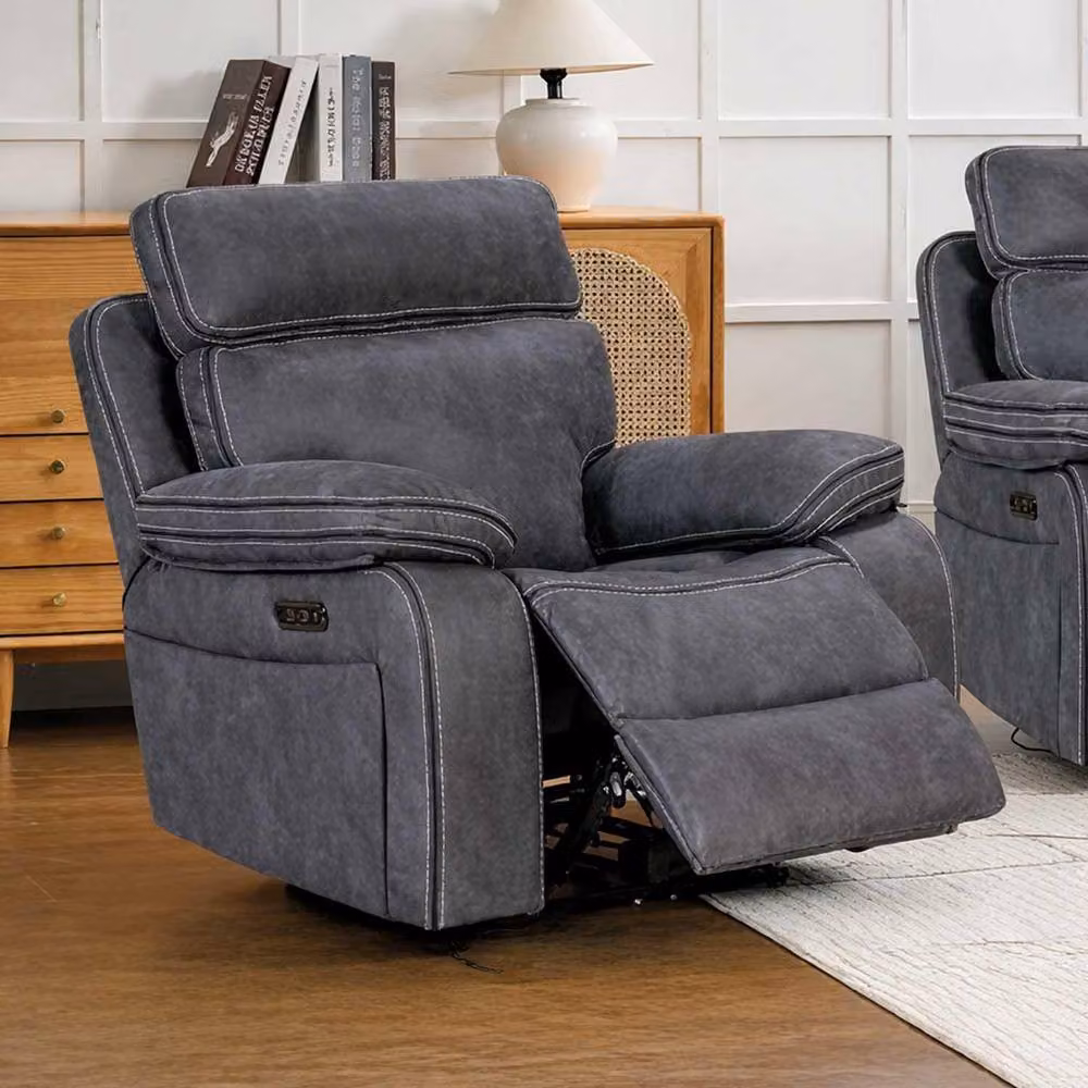 Furnishings For Less UK Tokyo LeatherAire Grey 3 + 2 + 1 Electric Recliner Sofa Set – 2