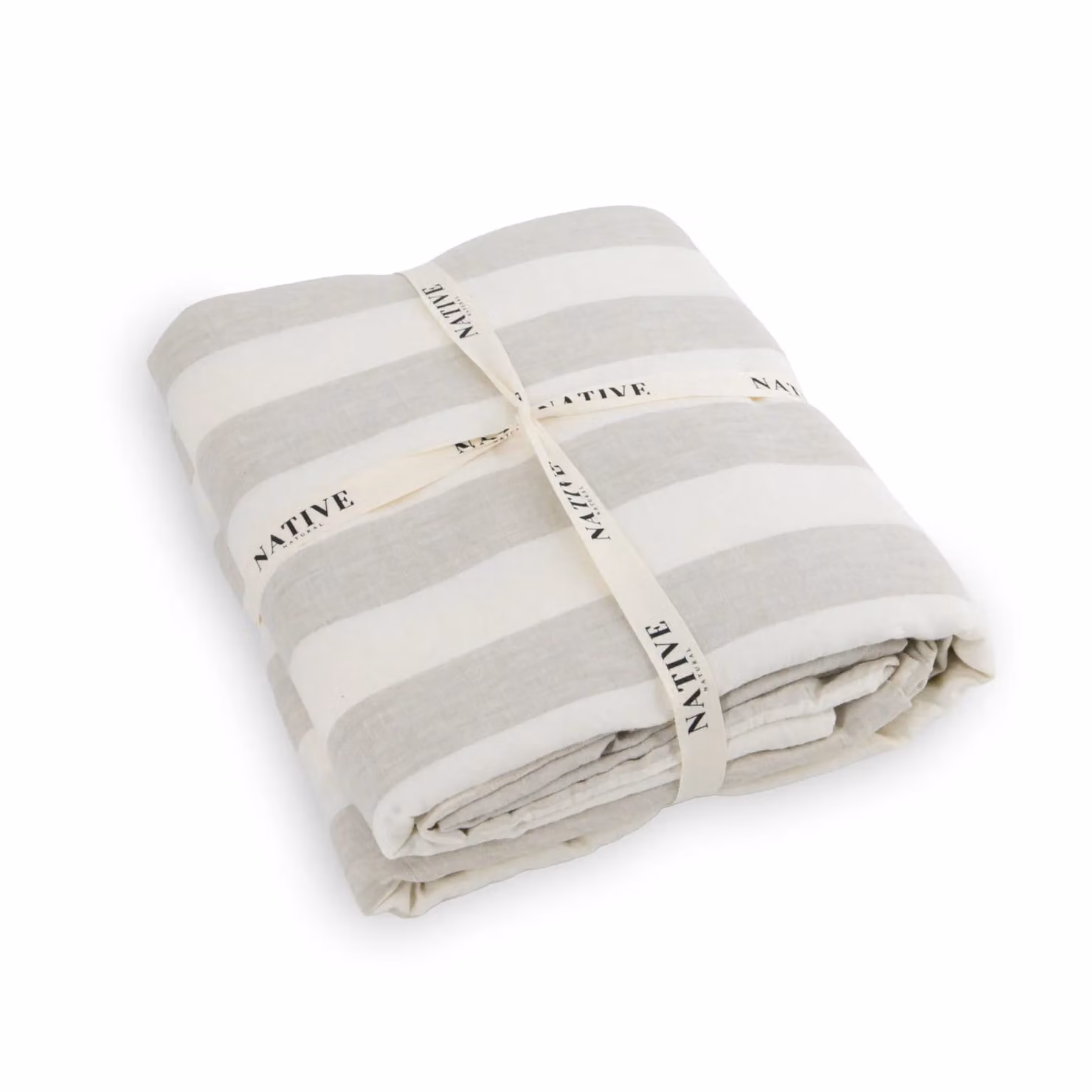 Native Natural Striped 100% Linen Super King Duvet Cover in Off-White, W: 260 cm, H: 220 cm – 2