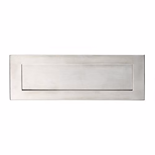 Loops Sprung Inward Opening Letterbox Plate in Brushed Silver Stainless Steel