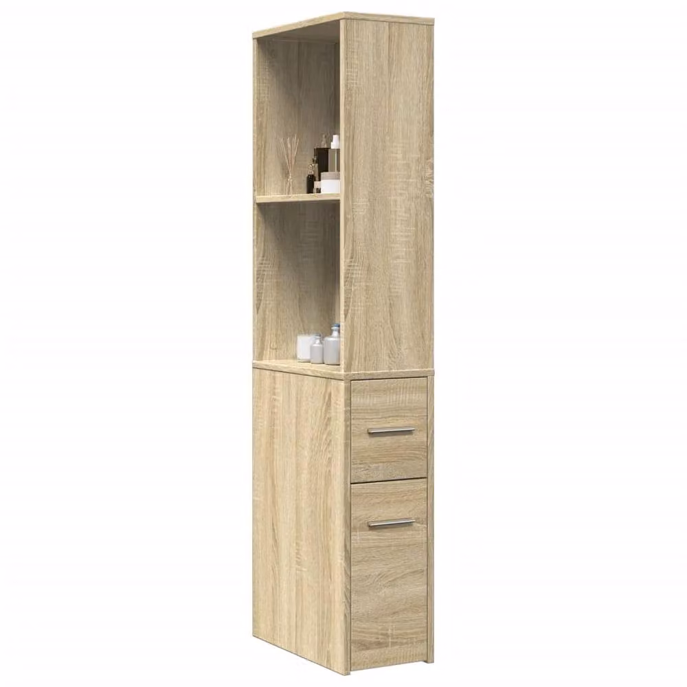 Berkfield Home Narrow Bathroom Cupboard with Wheels in Sonoma Oak Light Oak Engineered Wood – 2