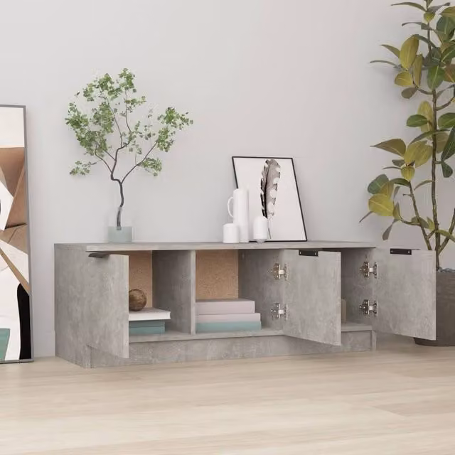 Berkfield Home Modern TV Cabinet in Concrete Grey, W/D/H: 102 x 35 x 36.5 cm – 1