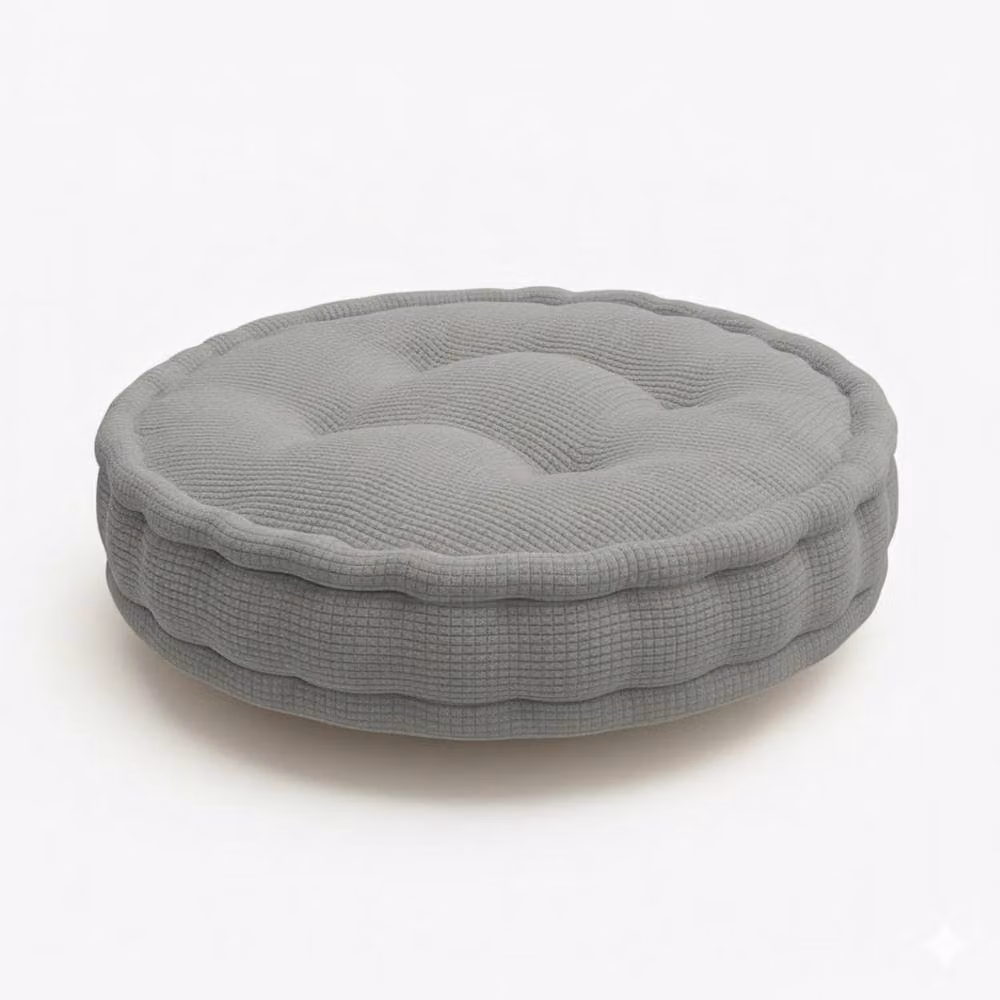 Snug City Round Teddy Fabric Booster Cushion in Grey, W/D/H: 45 x 45 x 45 cm – 2