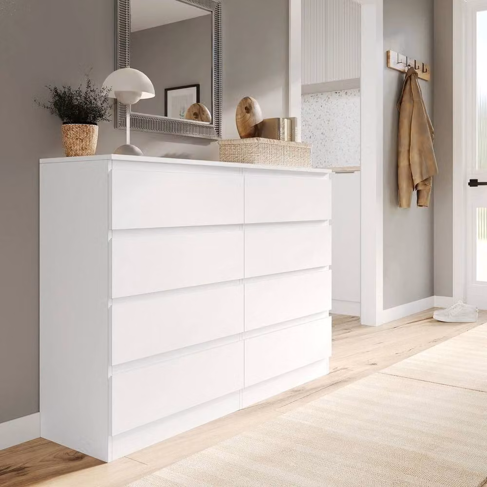 FORGEVIO Modern 8 Drawer Chest in White Matt MDF – 4