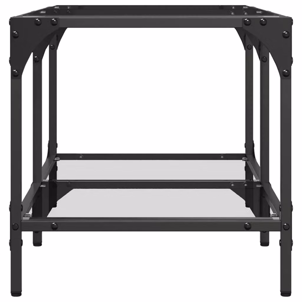 Berkfield Home Modern Rectangular Coffee Table with Transparent Glass Top and Brown Steel Frame, W: 78.5 cm, D: 40 cm, H: 40 cm – 3