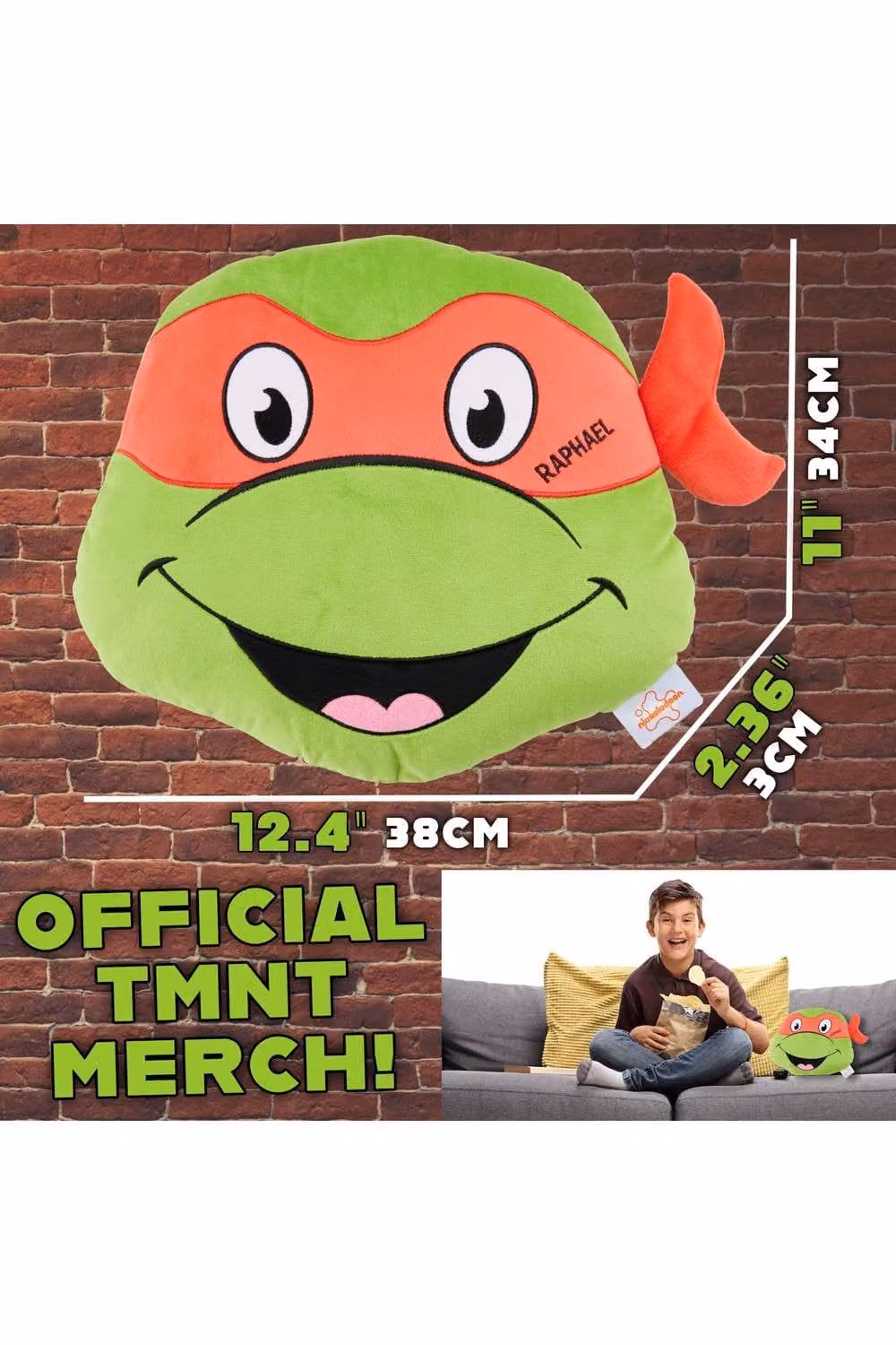 Get Trend Teenage Mutant Ninja Turtles 3D Plush Cushion, Green, W: 34 cm x H: 34 cm – 5