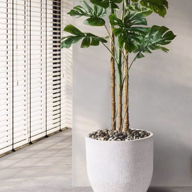 Wyld and Coco White Fibre Clay Round Planter W/D/H: 46 x 46 x 46 cm – 1