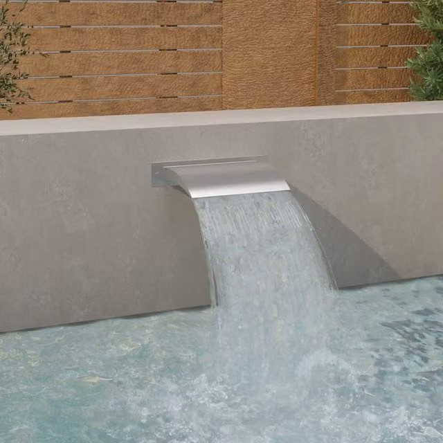 Berkfield Home Silver Stainless Steel Pool Fountain, W/D/H: 45 x 26 x 13 cm – 1