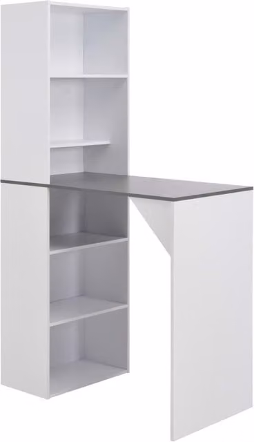 Berkfield Home Bar Table with Cabinet, White, W/D/H: 115 x 59 x 200 cm