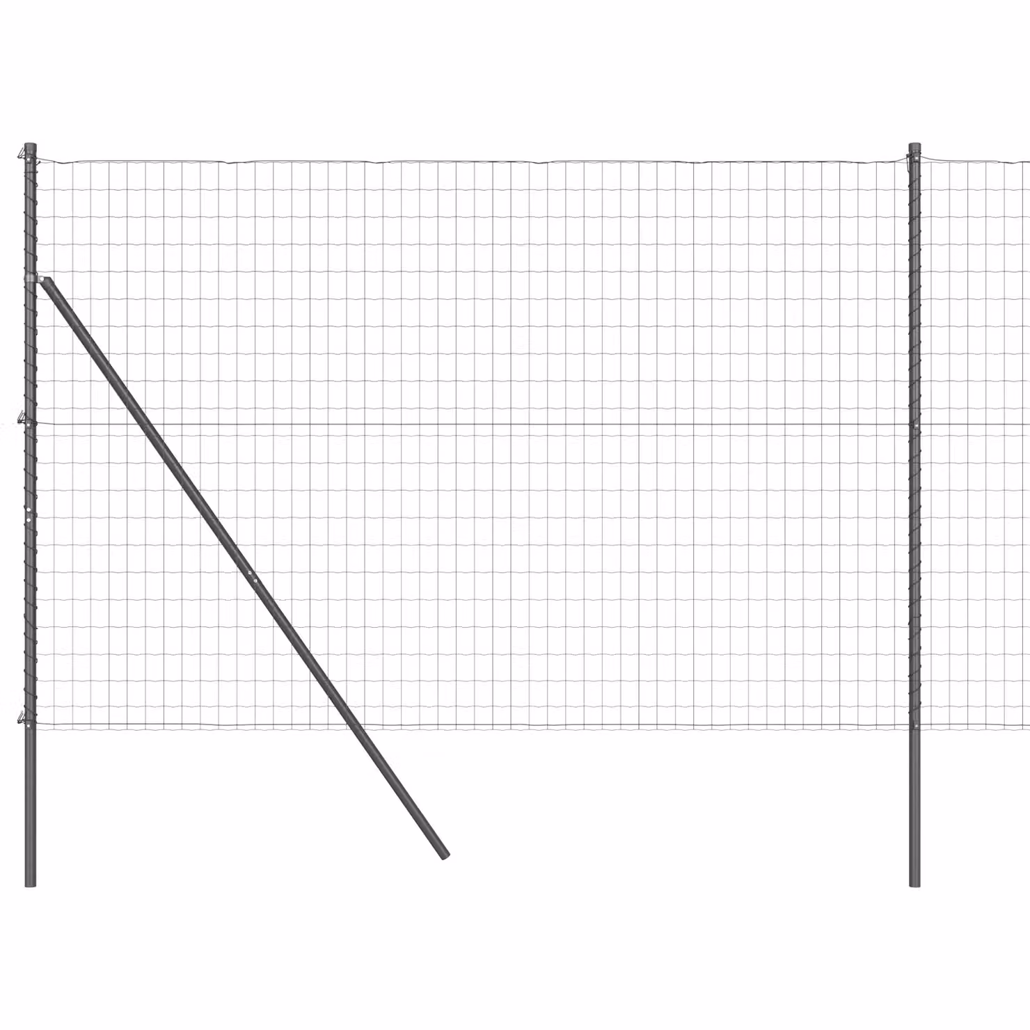 Berkfield Home Euro Fence with 7 Posts, Galvanised Steel, Grey/Silver, W: 10 m, H: 1.5 m – 2