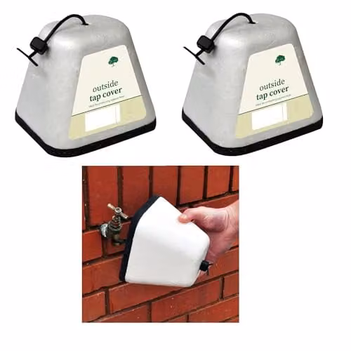 Kingfisher Set of 2 White Insulated Polystyrene Outside Tap Covers with Universal Fit – 2
