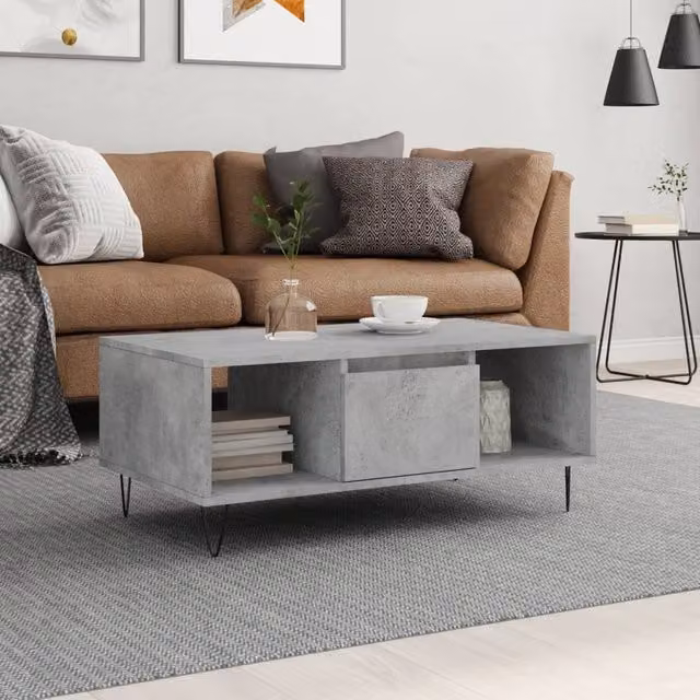 Berkfield Home Modern Rectangular Coffee Table in Grey, W: 90 cm, D: 50 cm, H: 36.5 cm – 1