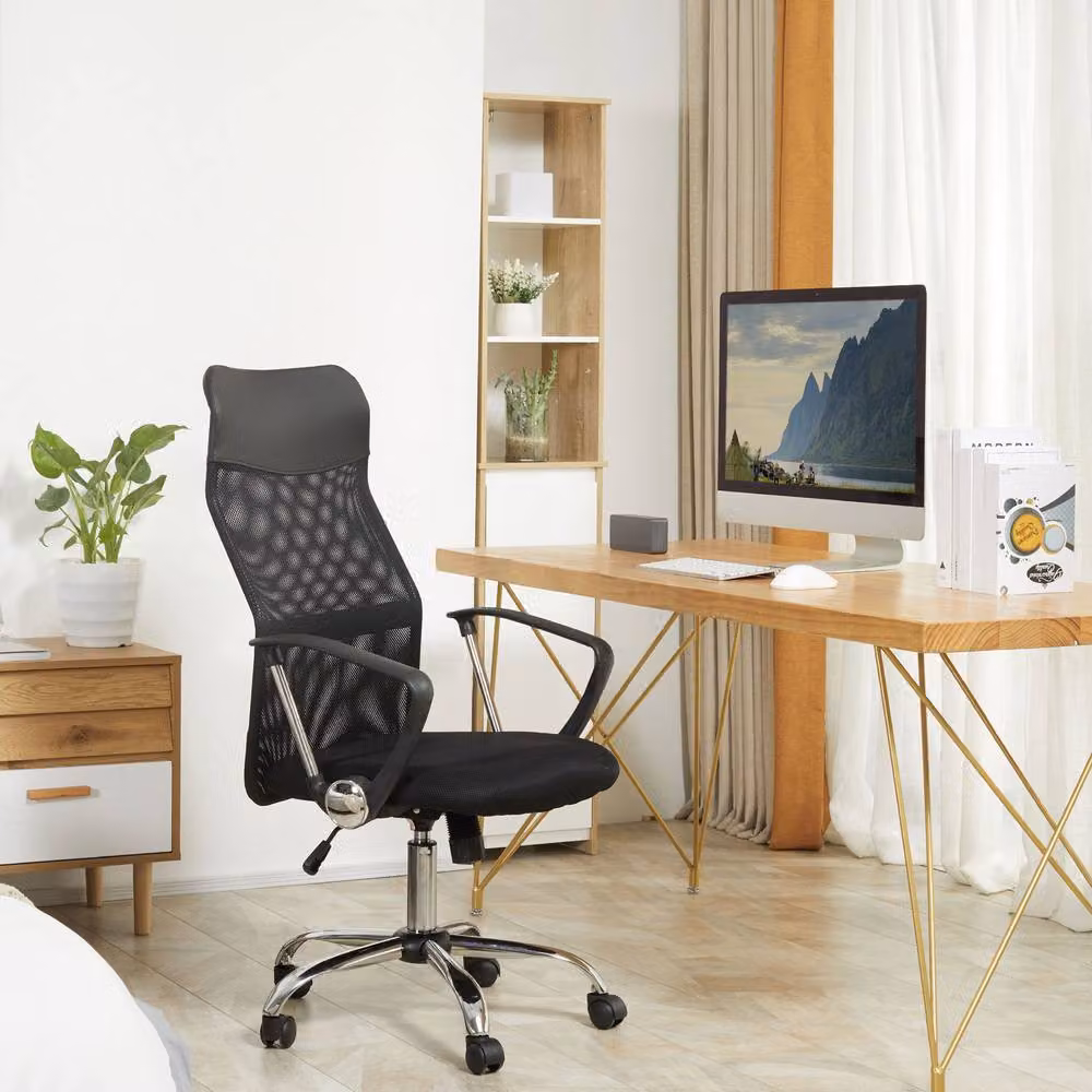 Rolipo Ergonomic Mesh Office Chair in Black with Adjustable Height, Tilt Function and Armrests – 3