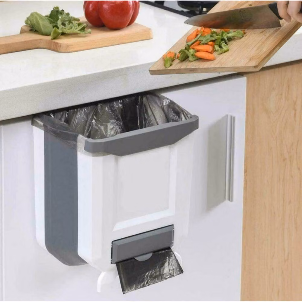 FLAVORA 9L White Folding Hanging Wall-Mounted Waste Bin – 3