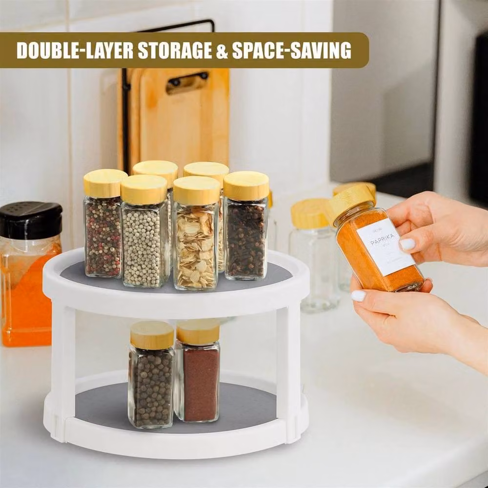 KORVIXA Non-Slip Rotating Pantry Organiser for Fridge and Cupboards, White – 3