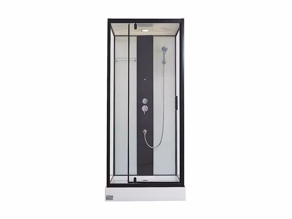 SHOWER&DESIGN Hydromassage Shower Cabin with 2 Massage Jet Zones and Hand Shower, Black, W: 90 cm, D: 90 cm, H: 215 cm – 2