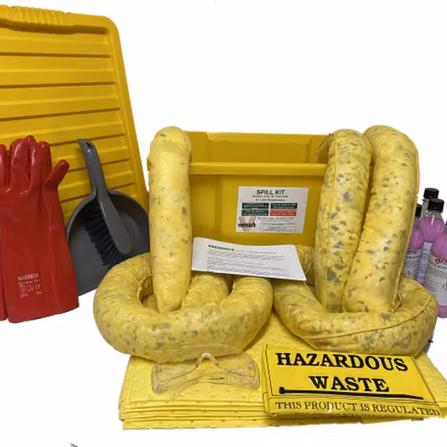 VEOSORB 40L Battery Acid Hazchem Spill Kit with Neutraliser in Yellow Plastic Tub