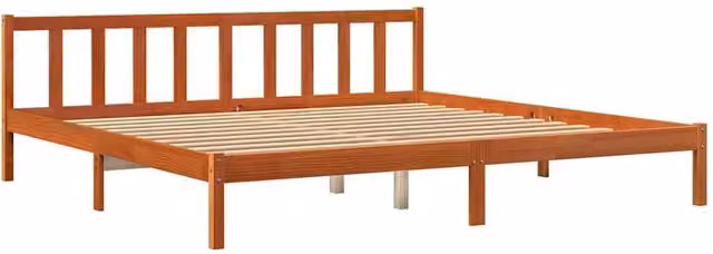 Berkfield Home Beautiful Solid Wood Pine Bed Frame in Waxed Brown, W/D/H: 200 x 200 x 69.5 cm – 1